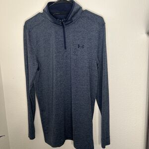 Mens Under Armour Size Small Blue Loose HeatGear 1/4 Zip Shirt EUC Golf